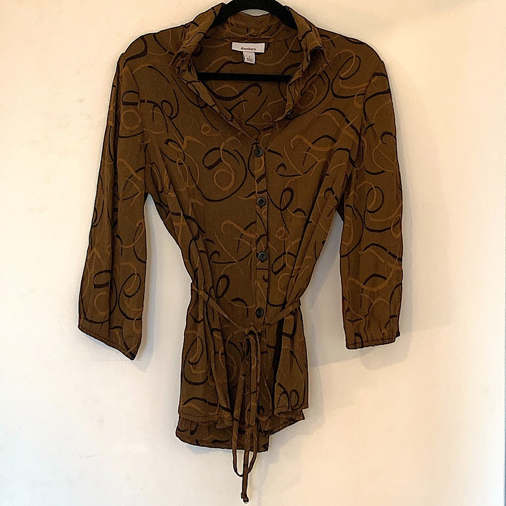 Dress Barn Patterned Button-Up, Size L